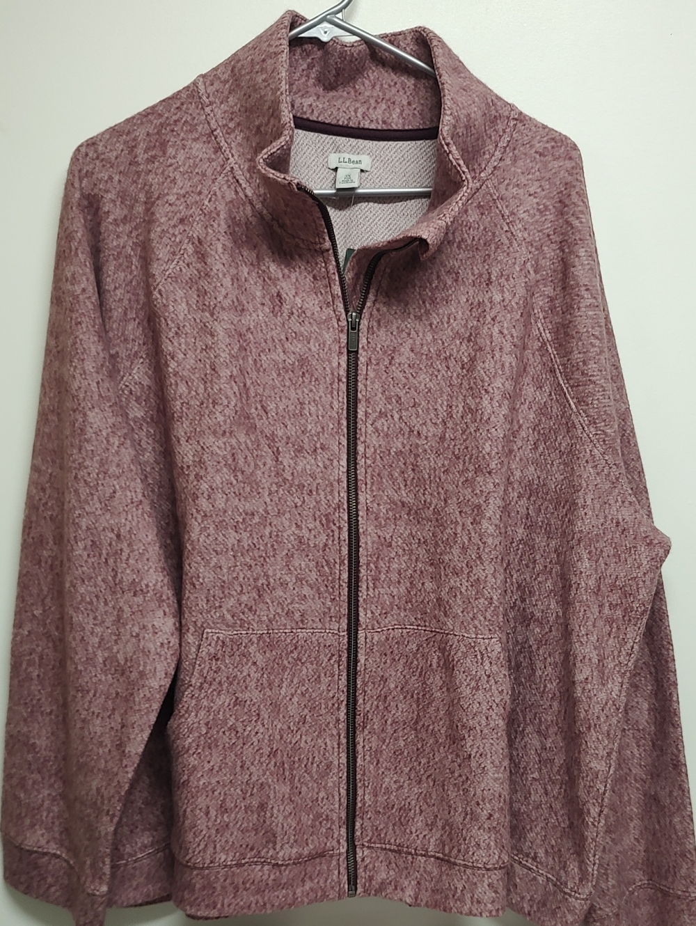 L.L. Bean Women's Heathered Dusty Rose Full-Zip Jacket